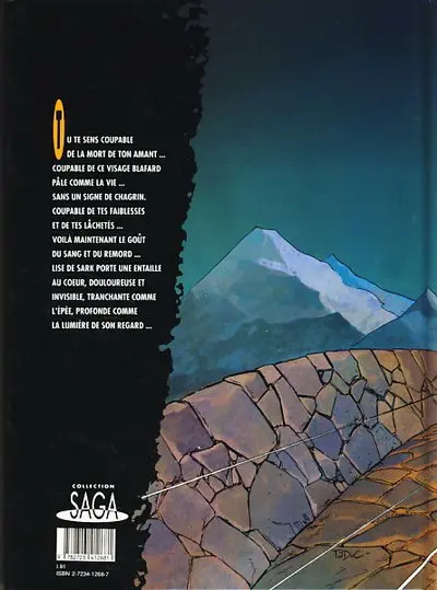 Verso de l'album Sark Tome 1 L'entaille