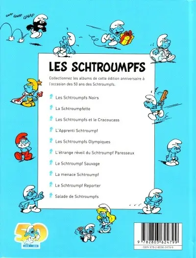 Verso de l'album Les Schtroumpfs Tome 7 Le schtroumpf sauvage