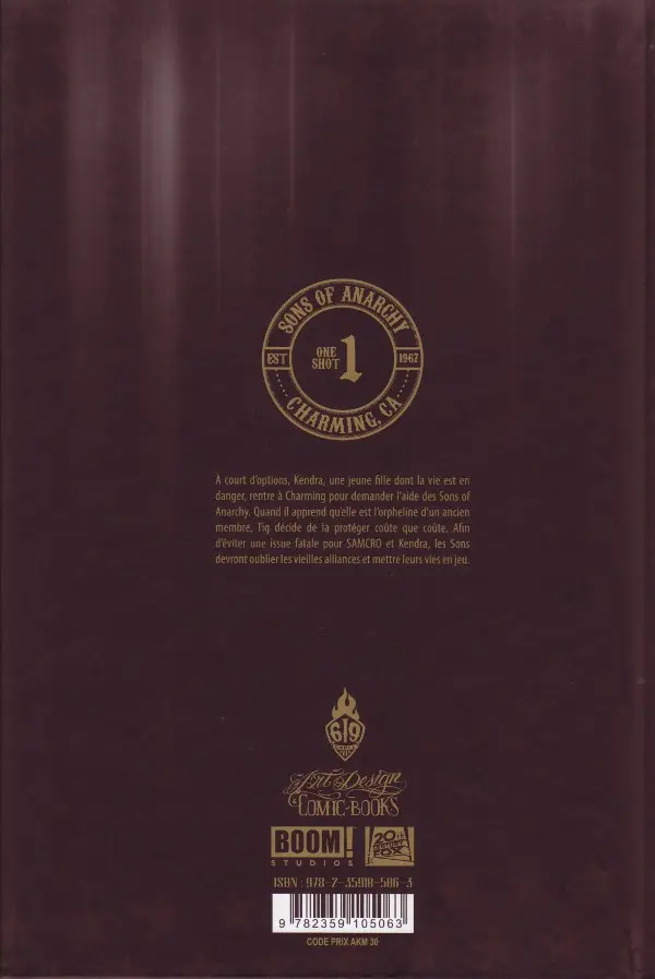Verso de l'album Sons of Anarchy Tome 1