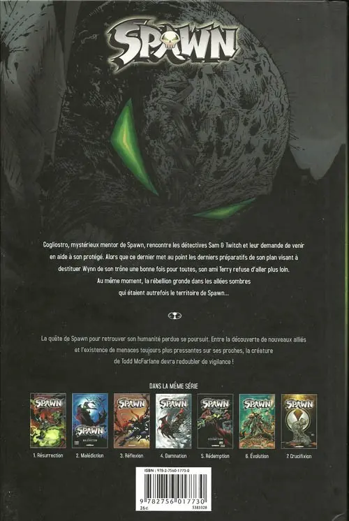 Verso de l'album Spawn Tome 7 Crucifixion