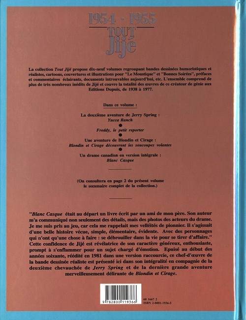 Verso de l'album Tout Jijé Tome 3 1954-1955