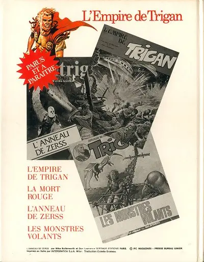 Verso de l'album Trigan Tome 3 L'anneau de Zerss