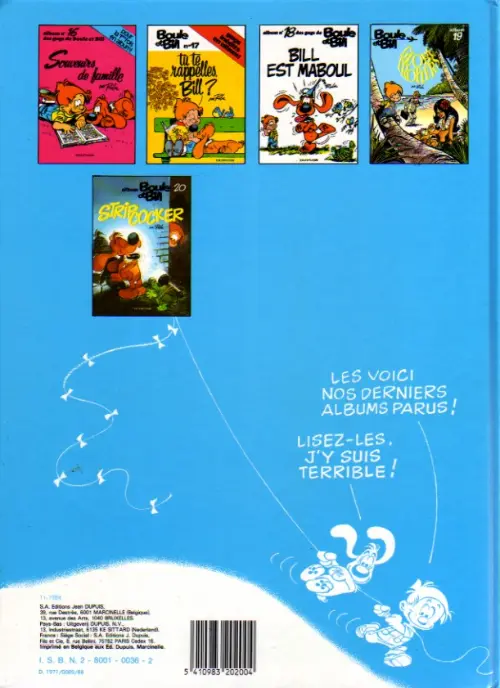 Verso de l'album Boule & Bill Tome 7