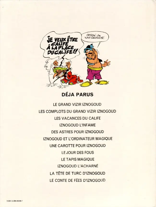 Verso de l'album Iznogoud Tome 2 Les complots du grand Vizir Iznogoud
