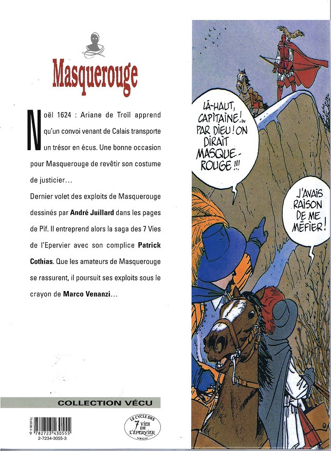 Verso de l'album Masquerouge - Épisode 1 - Juillard Tome 3 Le rendez-vous de Chantilly