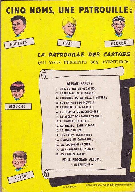 Verso de l'album La Patrouille des Castors Tome 7 Le secret des Monts Tabou