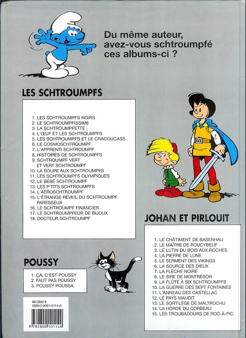 Verso de l'album Les Schtroumpfs Tome 7 L'apprenti schtroumpf