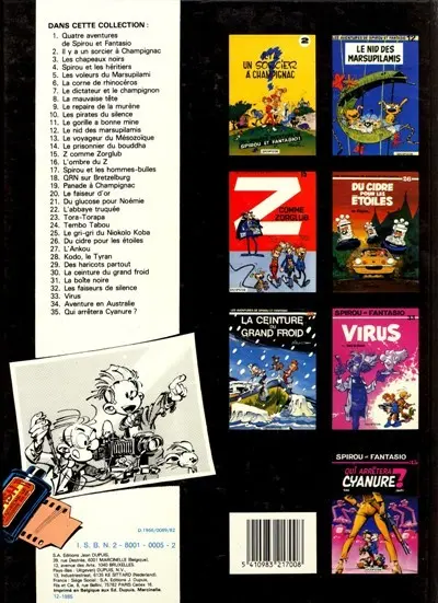 Verso de l'album Spirou et Fantasio Tome 3 Les chapeaux noirs