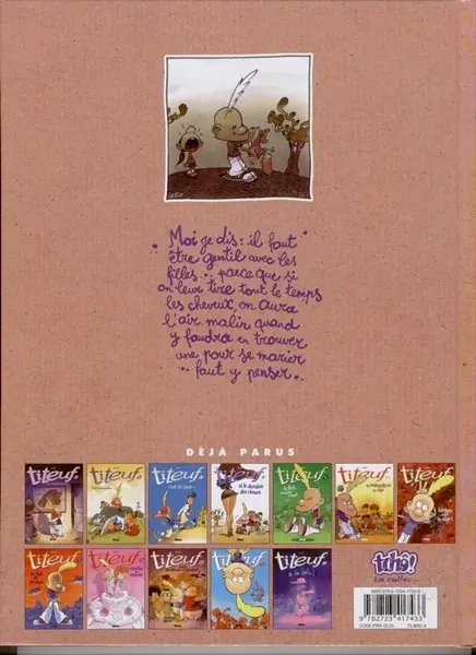 Verso de l'album Titeuf Tome 3 Ça épate les filles...