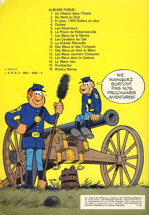 Verso de l'album Les Tuniques Bleues Tome 6 La prison de Robertsonville