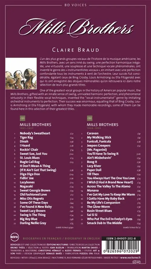Verso de l'album BD Voices Mills Brothers
