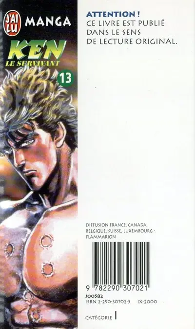 Verso de l'album Ken le survivant Tome 13 Le Dernier Éveil du Nanto !