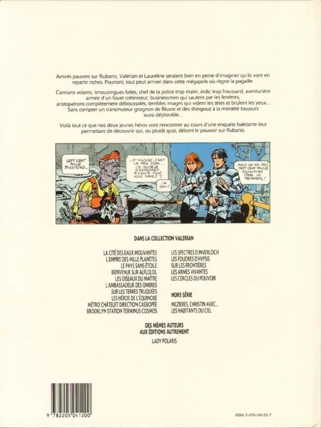 Verso de l'album Valérian Tome 15 Les cercles du pouvoir