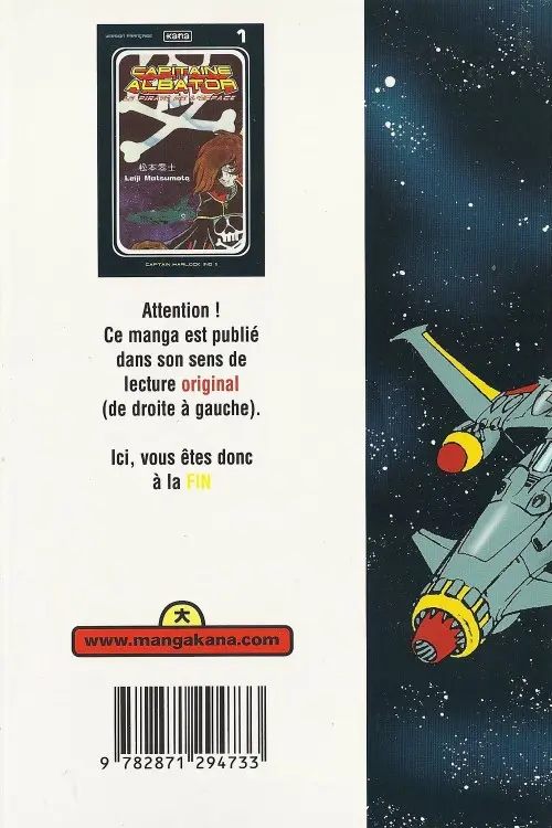 Verso de l'album Capitaine Albator - Le pirate de l'espace 1 Captain Harlock (n°01)