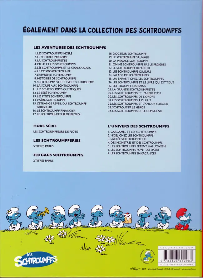 Verso de l'album Les Schtroumpfs Tome 17 Le schtroumpfeur de bijoux