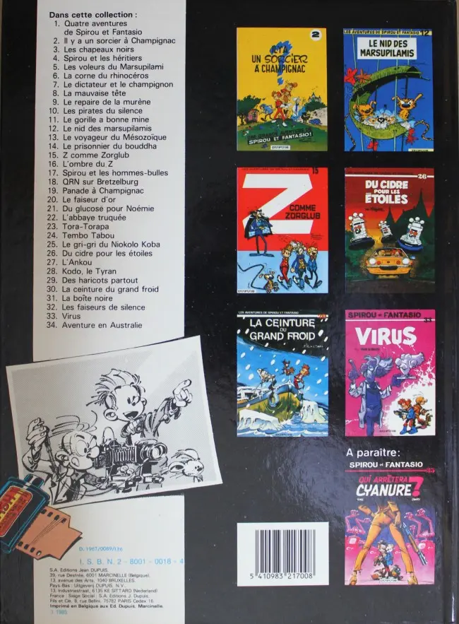 Verso de l'album Spirou et Fantasio Tome 16 L'ombre du Z
