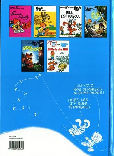 Verso de l'album Boule & Bill Tome 13 Carnet de Bill