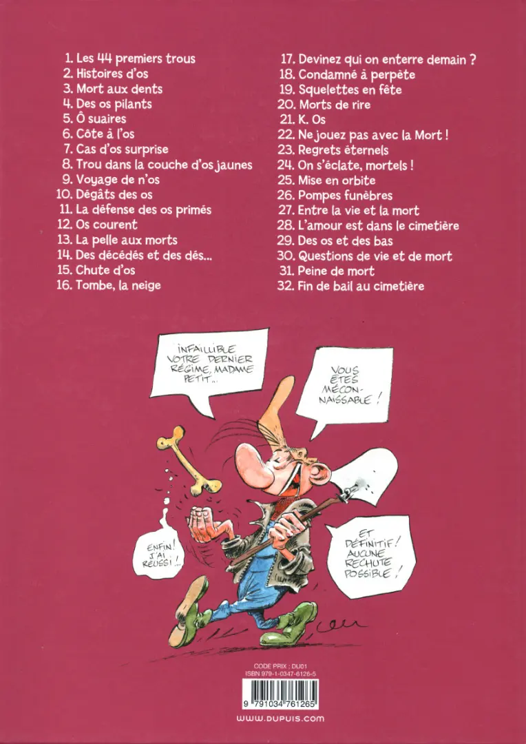 Verso de l'album Pierre Tombal Tome 21 K. Os