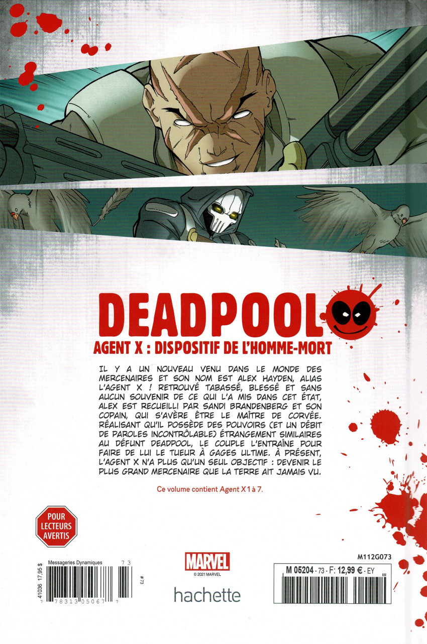 Verso de l'album Deadpool - La collection qui tue Tome 73 Agent X : Dispositif de l'homme mort