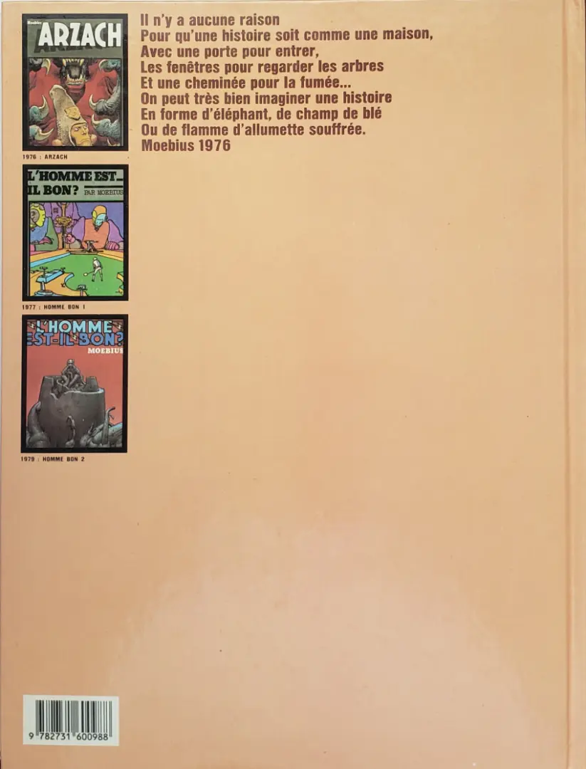 Verso de l'album Moebius œuvres complètes Tome 2 L'Homme est il Bon ? Arzach