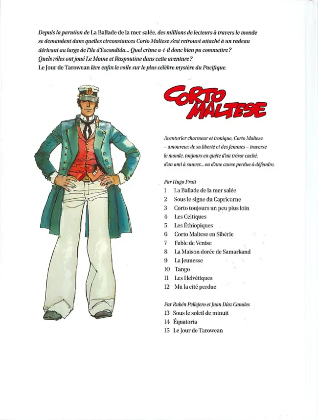 Verso de l'album Corto Maltese Tome 15 Le Jour de Tarowean