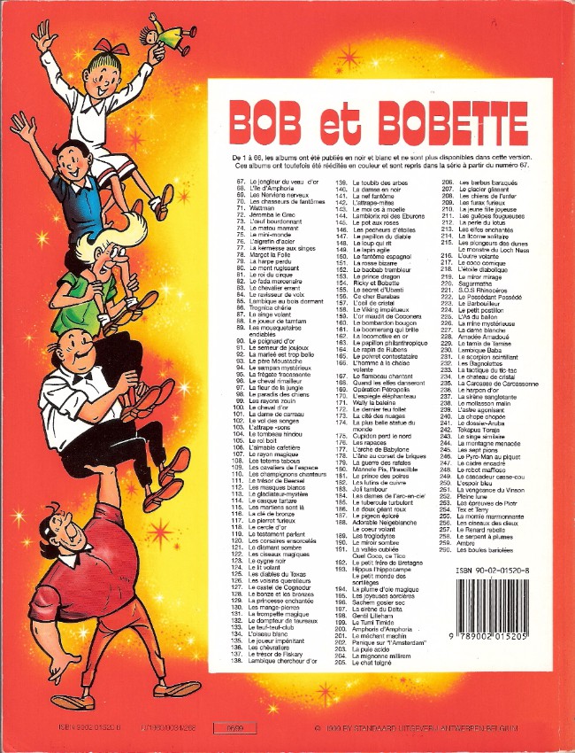 Verso de l'album Bob et Bobette Tome 180 Manneken Pis, l'irascible