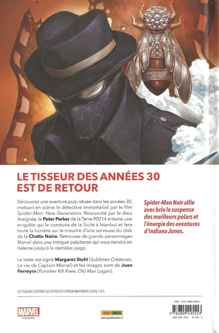 Verso de l'album Spider-Man Noir : Crépuscule à Babylone