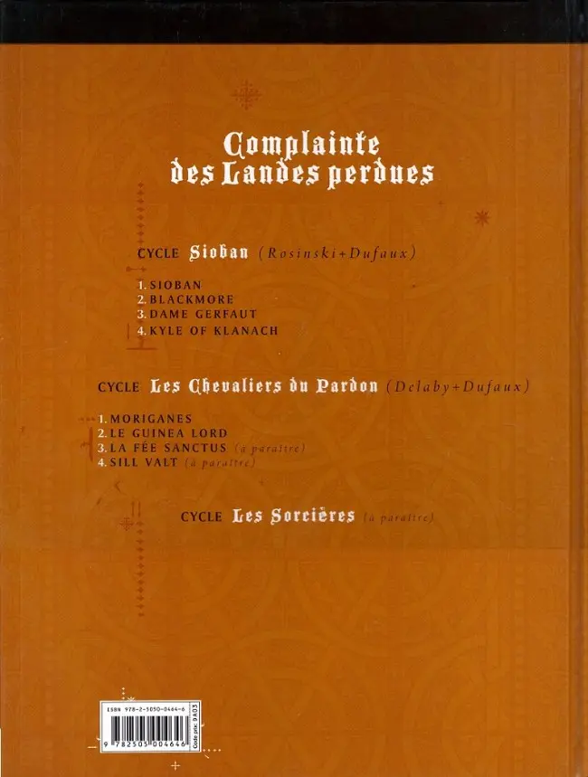 Verso de l'album Complainte des Landes perdues Les Chevaliers du Pardon Tome 2 Le Guinea Lord