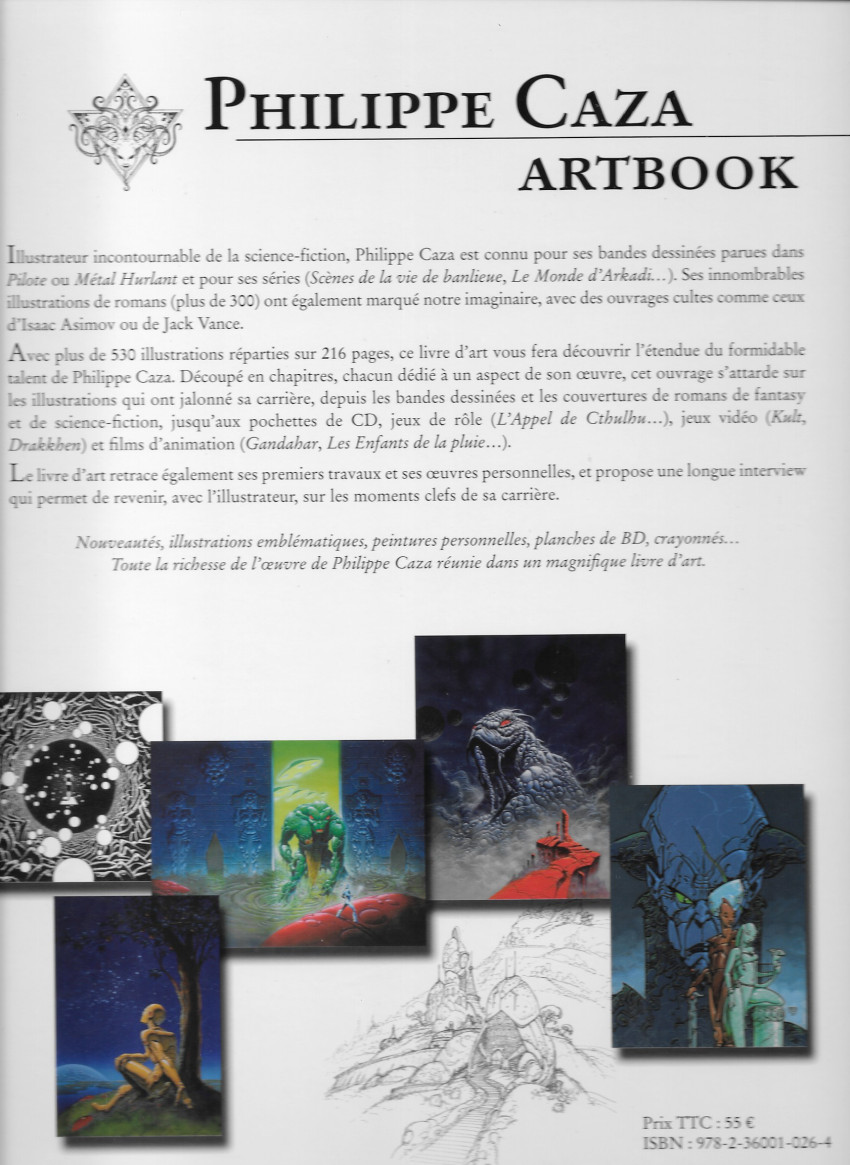 Verso de l'album Philippe Caza Artbook