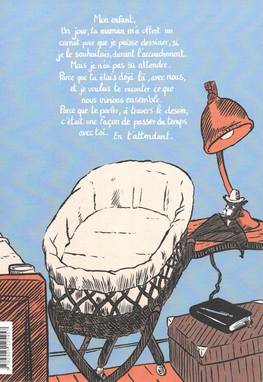 Verso de l'album En t'attendant Journal d'un papa impatient