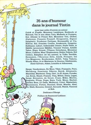 Verso de l'album 35 ans du journal Tintin 35 ans d'humour