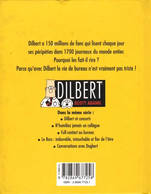 Verso de l'album Dilbert Vents d'Ouest Tome 3 Pas besoin d'expérience quand on a la grosse tête