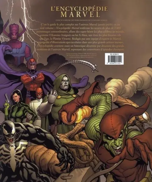 Verso de l'album L'encyclopédie Marvel L'encyclopédie des personnages de l'univers Marvel