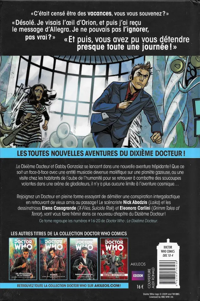 Verso de l'album Doctor Who (Les nouvelles aventures du dixième docteur) Tome 4 Une chanson éternelle