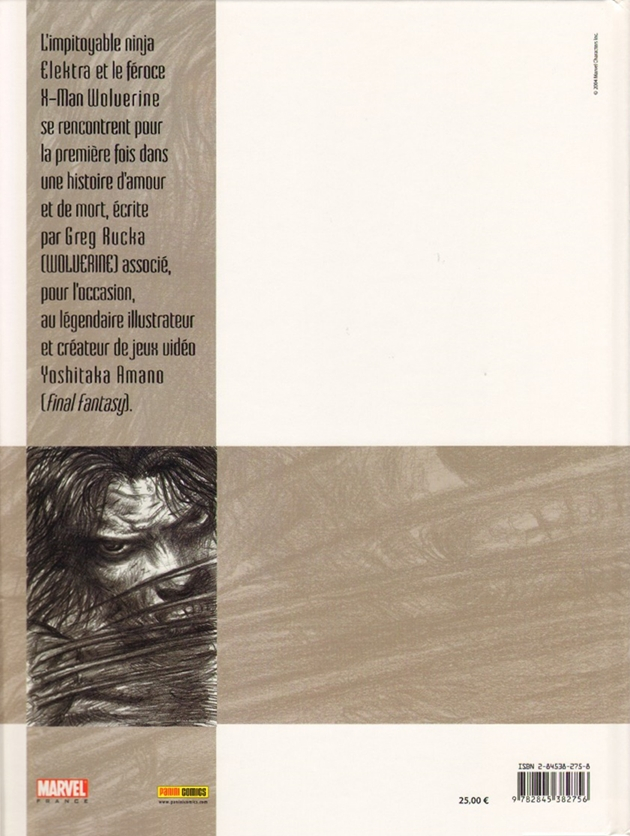 Verso de l'album Elektra & Wolverine Le Rédempteur