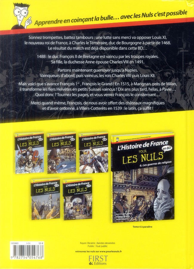 Verso de l'album L'Histoire de France pour les nuls Tome 5 De louis XI à françois 1er