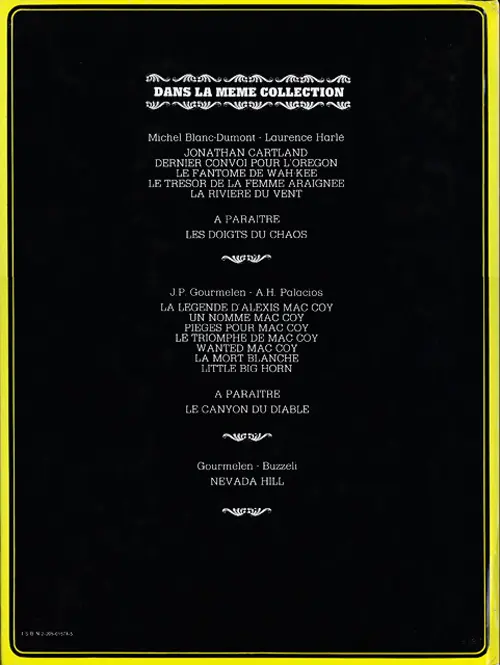 Verso de l'album Mac Coy Tome 8 Little Big Horn