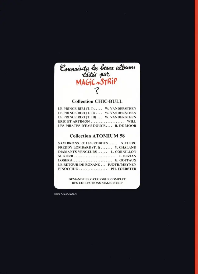 Verso de l'album Pirates d'eau douce
