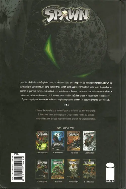Verso de l'album Spawn Tome 8 Confessions