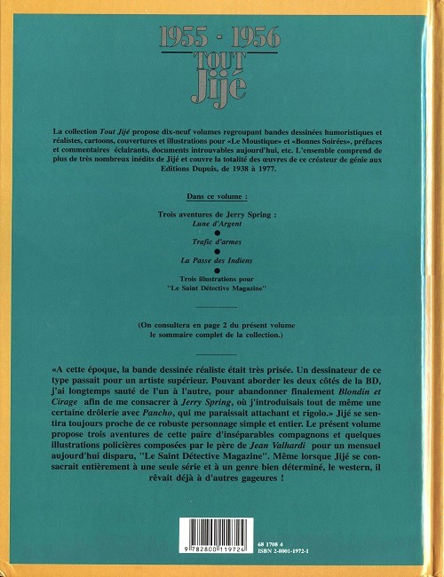 Verso de l'album Tout Jijé Tome 4 1955-1956