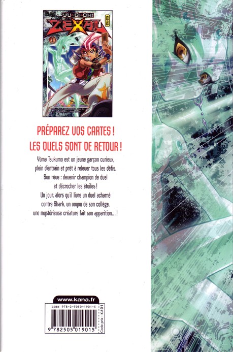 Verso de l'album Yu-Gi-Oh ! Zexal Tome 1