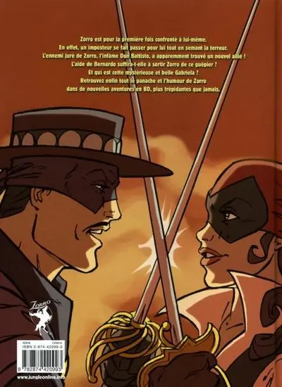 Verso de l'album Les nouvelles aventures de Zorro 1 L'armée secrète