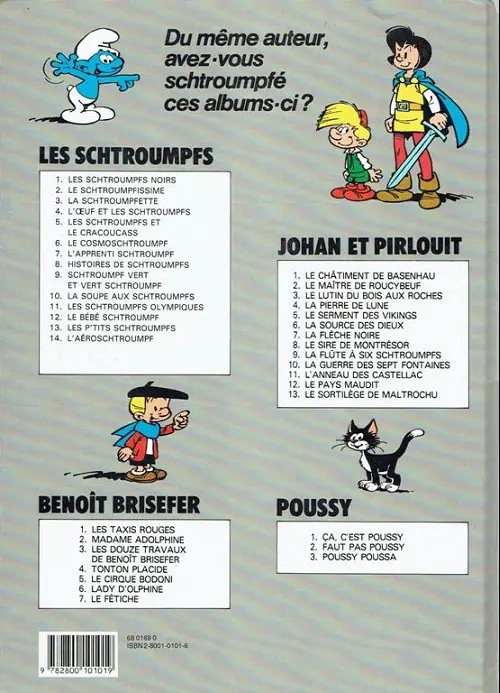 Verso de l'album Johan et Pirlouit Tome 7 La flèche noire