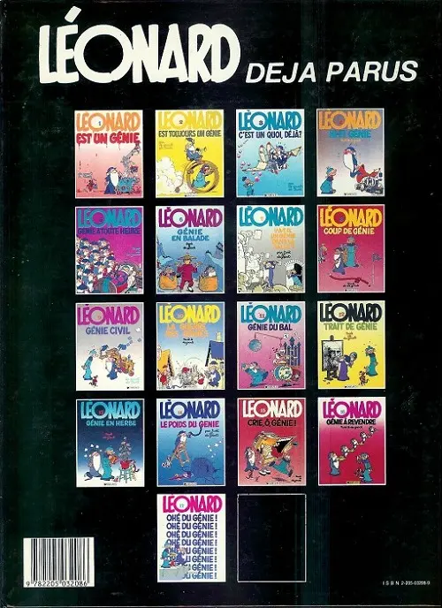 Verso de l'album Léonard Tome 1 Léonard est un génie