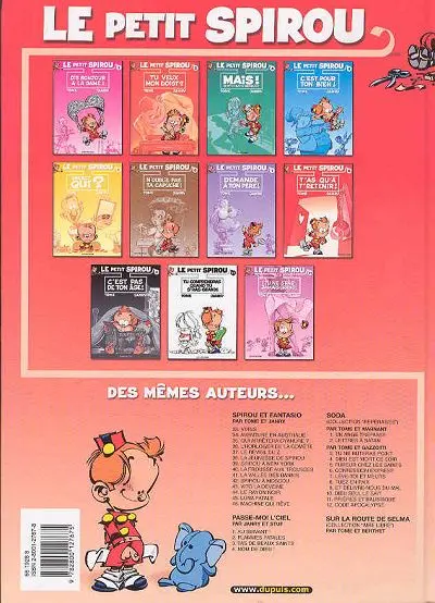 Verso de l'album Le Petit Spirou Tome 8 T'as qu'à t'retenir !