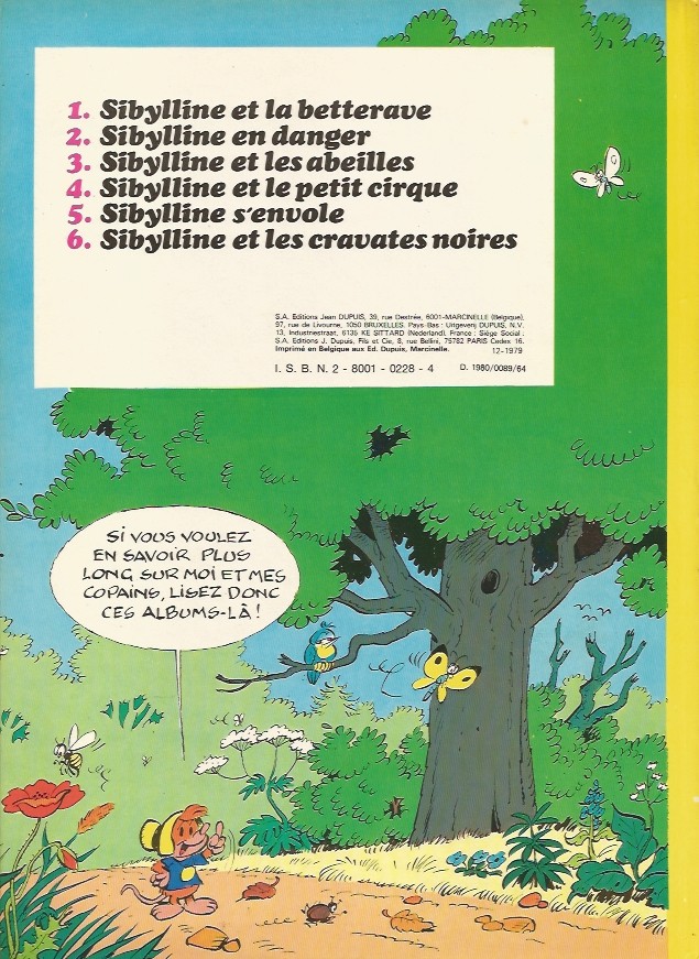 Verso de l'album Sibylline - Dupuis Tome 1 Sibylline et la betterave