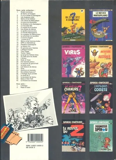 Verso de l'album Spirou et Fantasio Tome 3 Les chapeaux noirs