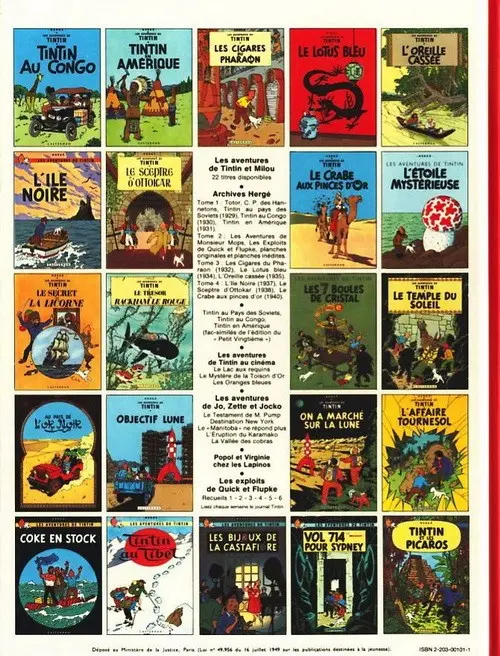 Verso de l'album Tintin Tome 2 Tintin au Congo