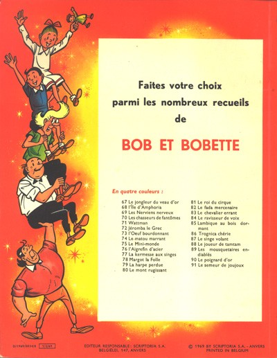 Verso de l'album Bob et Bobette Tome 91 Le semeur de joujoux