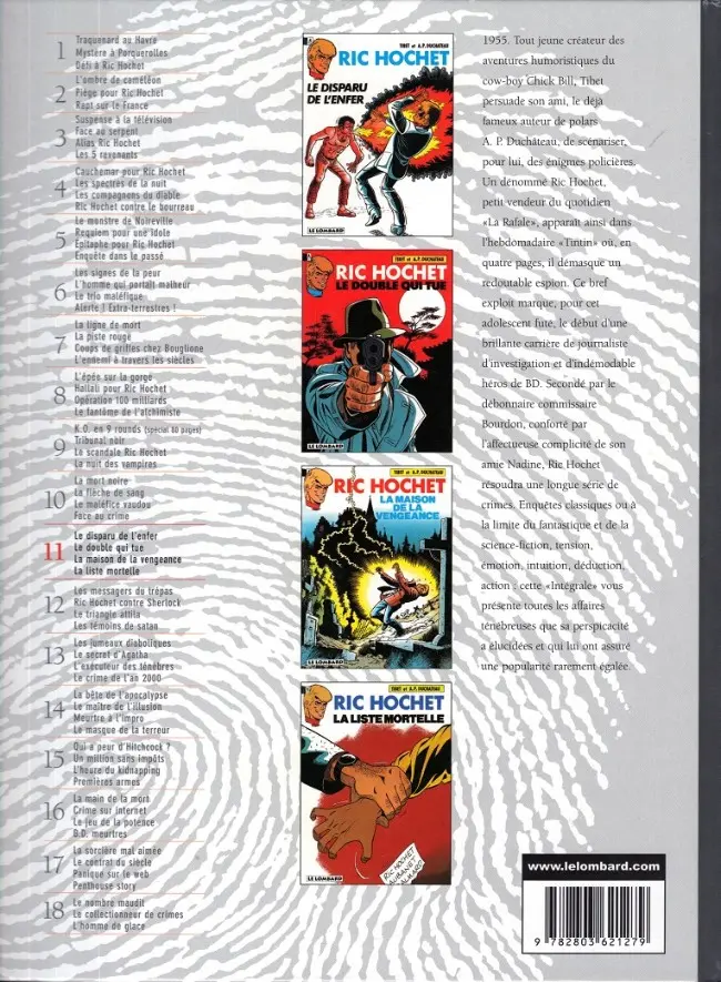 Verso de l'album Ric Hochet Intégrale Tome 11